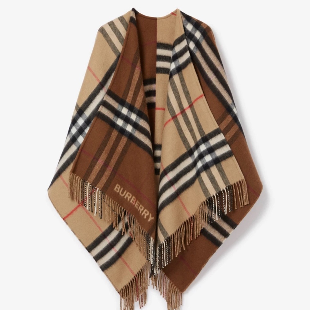 Burberry Plaid Wool Poncho